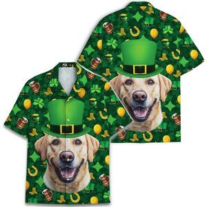 Custom Pet Face St. Patrick's Day Hawaiian Shirt – Personalized Dog Aloha Shirt